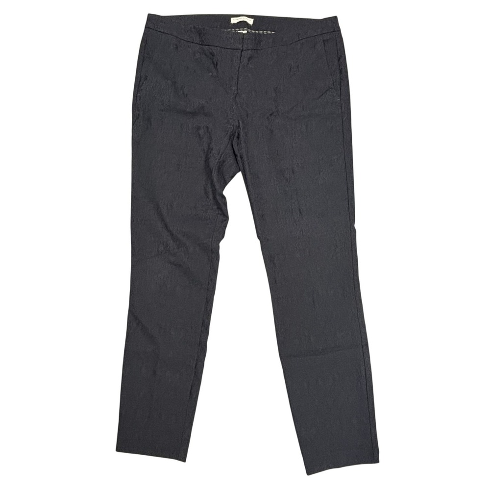 Katherine Barclay Montreal Navy Jacquard Floral Slim Leg Trousers Size 10